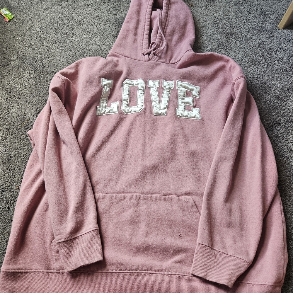 Pink Hoodie with LOVE‎ Graphic